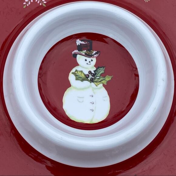 TRACY 13” Melamine Christmas Snowman Chip & Dip Server - Picture 2 of 8
